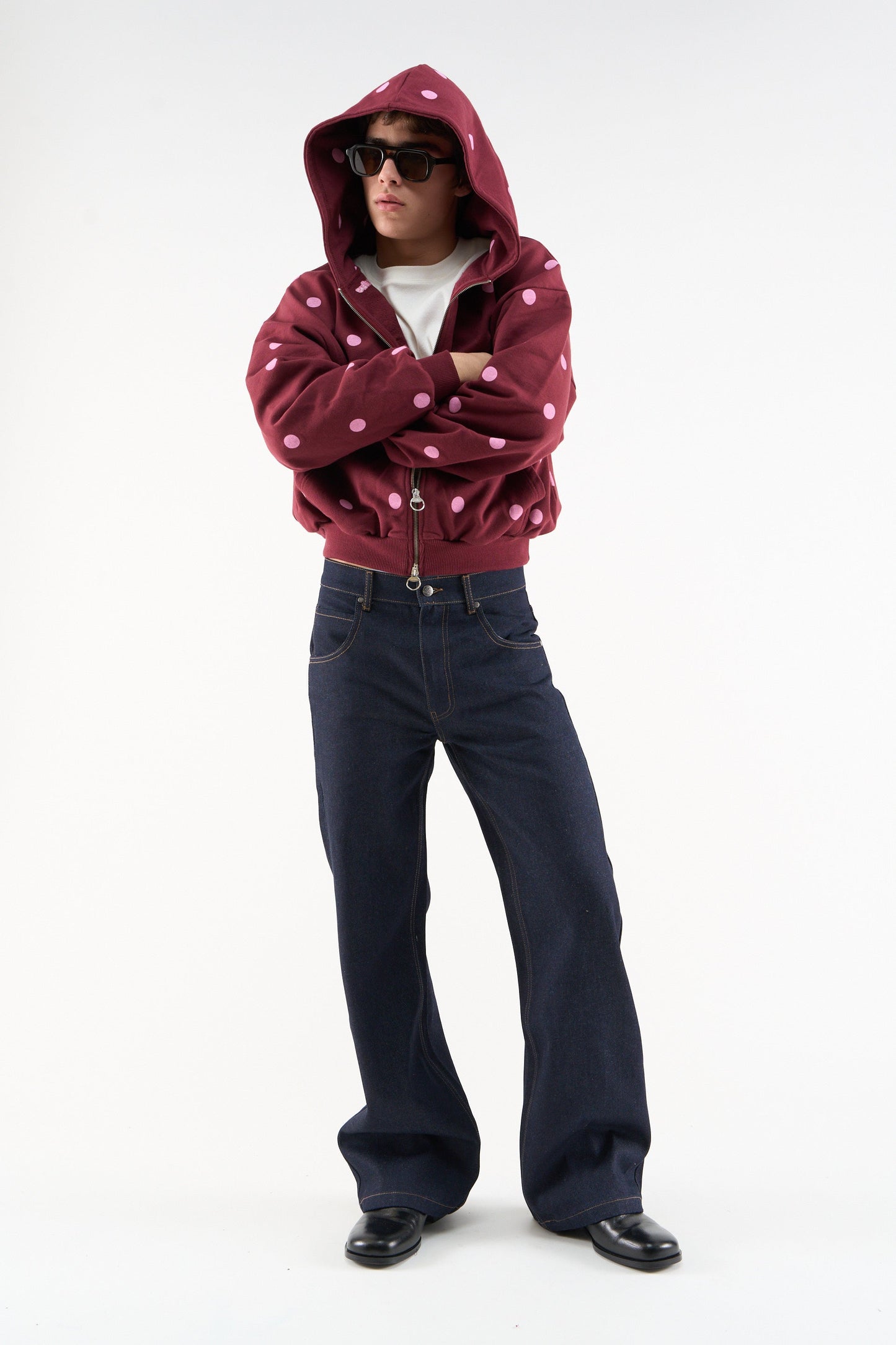 Dots Burgundy Zipper