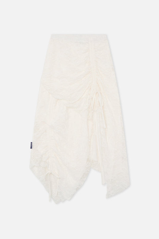 Asymmetric Lace White Skirt
