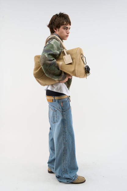 Suede Ecru Duffle Bag