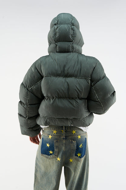 Marble Green Puffer Jacket
