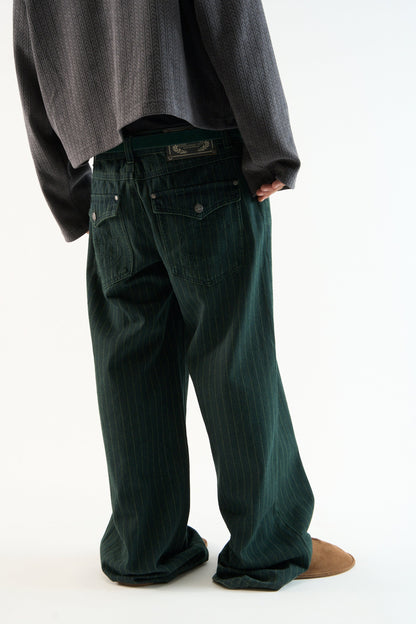 Pinstripe Carrie Green Pants