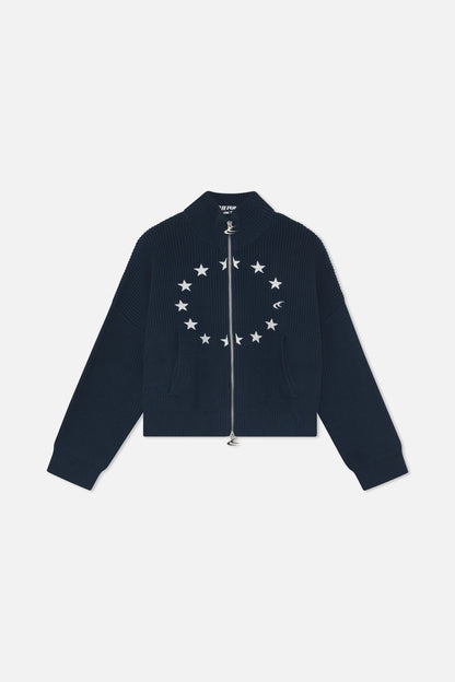 Ea Navy Blue Knit Zipper