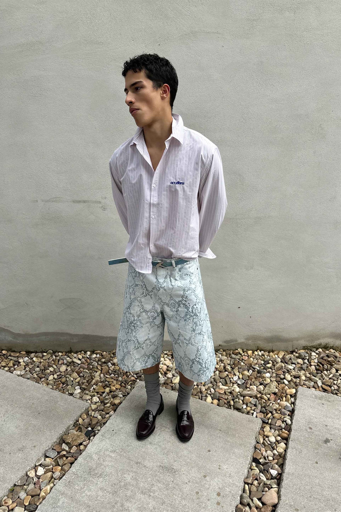Jumbo Light Blue Snakeprint Shorts