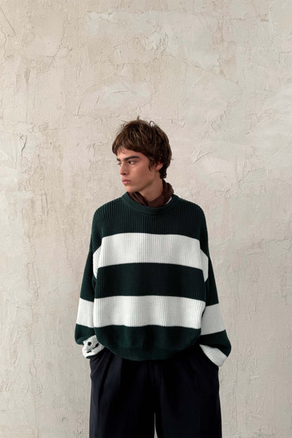 Hole Green & White Knit