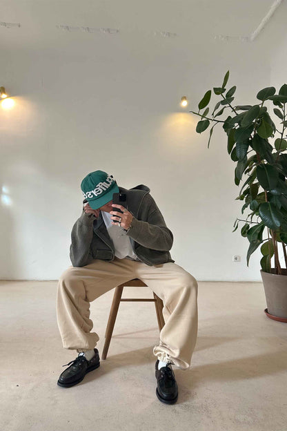 Buzz Dusty Green Knit Zipper