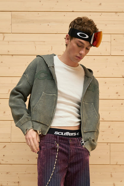 Buzz Dusty Green Knit Zipper