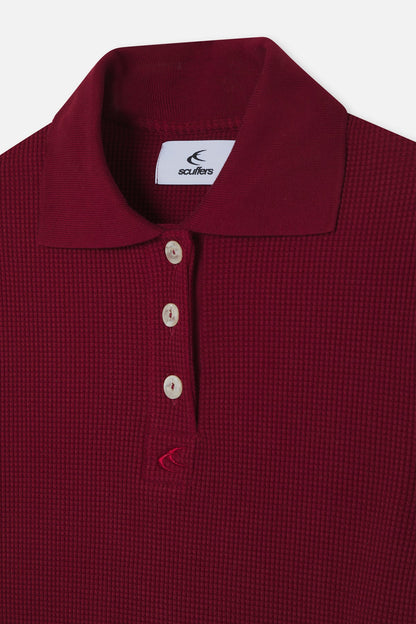 Waffle Burgundy Polo